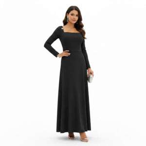 Elegant Women's Scoop Neck Ribbed Dress Maxi Women Outfit Fall Cloth For Women